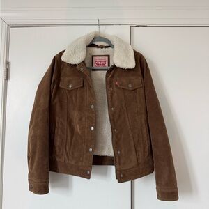 Levi's Brown Bomber Jacket with Cream Sherpa Collar